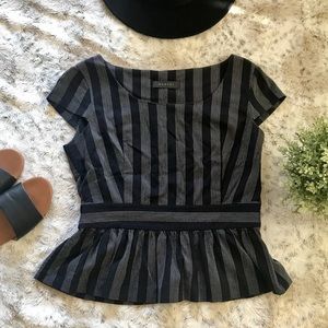 Vintage • Pleated Striped Peplum